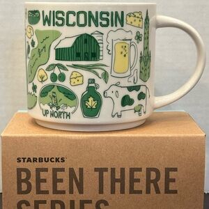 Starbucks Wisconsin White and Green Illustrated Mug
